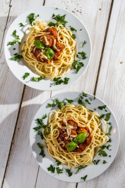 Spaghetti Bolognese for two clipart