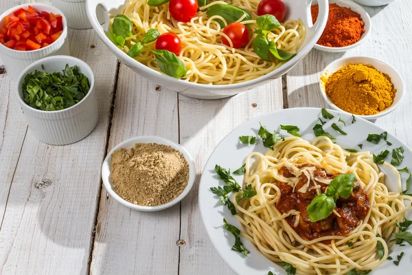 stock image Ingredients for spaghetti with vegetables