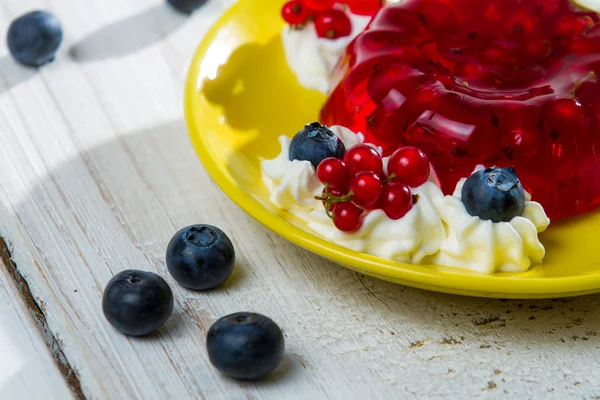 stock image Close-up of jelly, blueberry and red currant