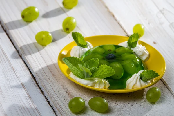 Green dessert with fresh fruit — Stock Photo, Image