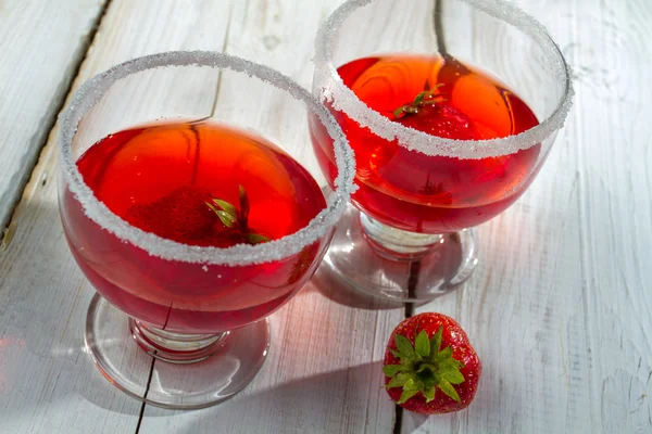 Strawberry dessert with red jelly — Stock Photo, Image