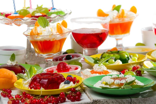 Colorful jelly with fruits — Stock Photo, Image