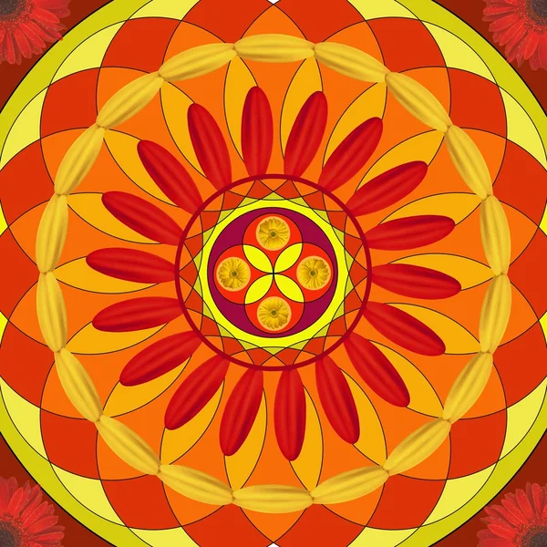 Květinové mandaly kresby - posvátný kruh — Stock fotografie