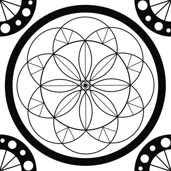 Geometric mandala drawing - sacred circle — Stock Photo, Image
