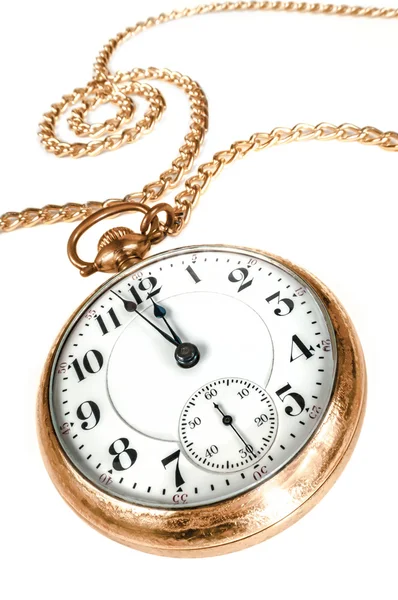 Viejo reloj de bolsillo aislado sobre fondo blanco — Foto de Stock