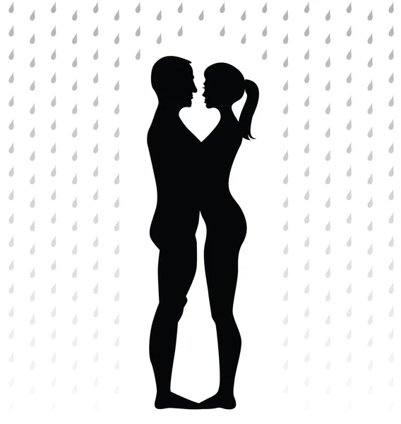 Junges Paar steht im Regen — Stockvektor