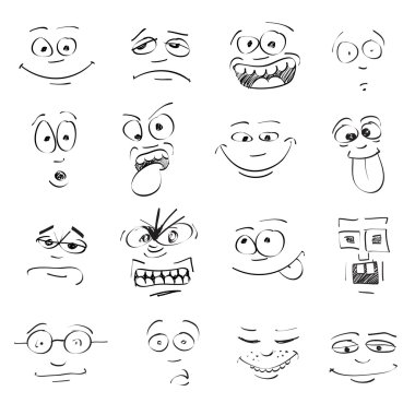 Emotions on faces clipart