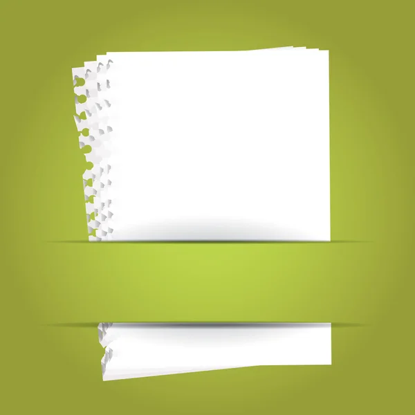 Grön bakgrund med papper — Stock vektor