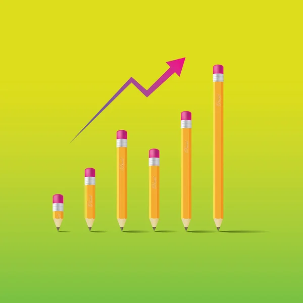 Gráfico de negocio de lápices — Vector de stock