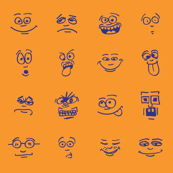 Set di emozioni dei cartoni animati — Vettoriale Stock