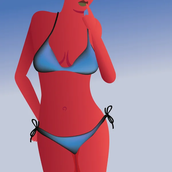 Heißer Frauenkörper im Bikini — Stockvektor