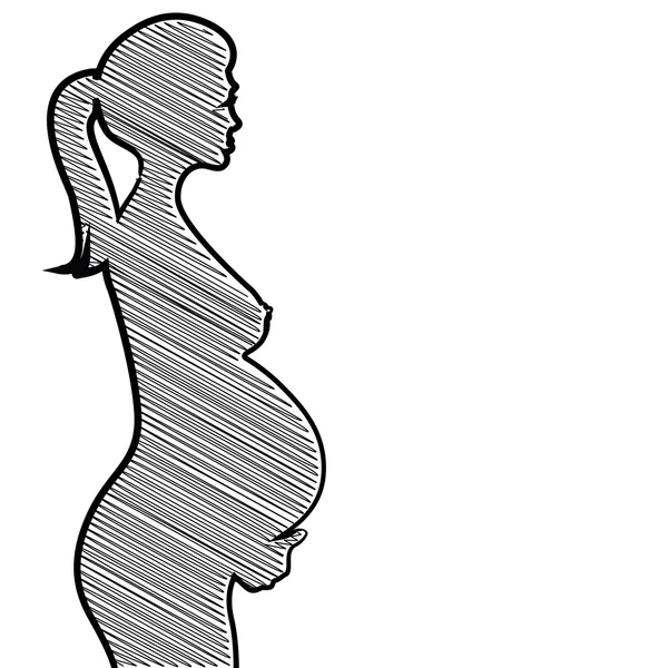 怀孕的女人剪影 — 图库照片