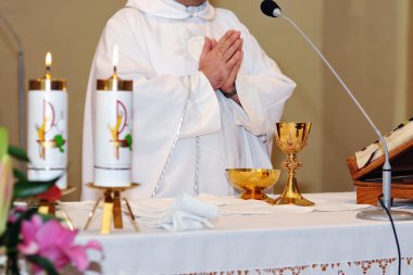 Chalice on the altar for worship clipart