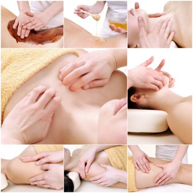 Various massage female body parts clipart