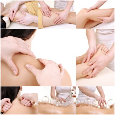 Various massage female body parts clipart