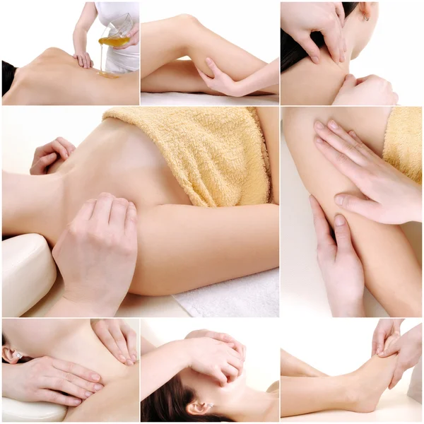 Various massage female body parts — Stock Photo, Image