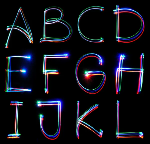 Handskrivet Neon Light Alphabets — Stockfoto