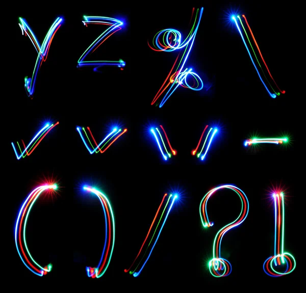 Handskrivet Neon Light Alphabets — Stockfoto
