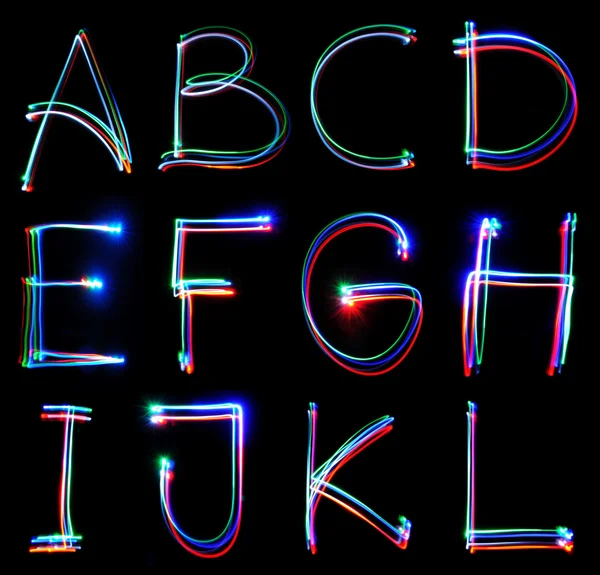 Handgeschriebene Neonlicht-Alphabete — Stockfoto