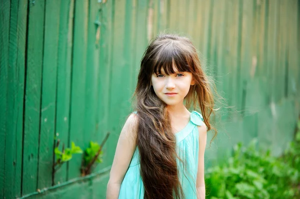 Portret van kind meisje met lange haren — Stockfoto