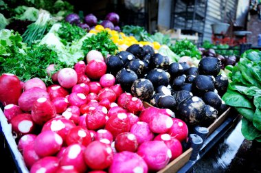 Fresh organic vegetables on market clipart