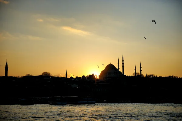 stock image Mosque silhouette at sunset