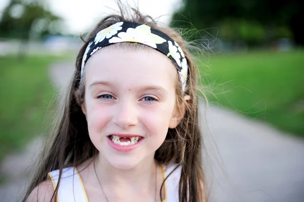 stock image Outdoors portrait of little girl