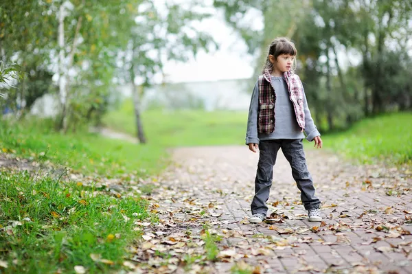 暖かいジャケットを着た子供の女の子の秋の肖像画 — ストック写真