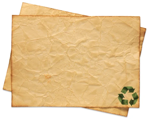 Ανακυκλωμένο χαρτί σκάφη ραβδί σε παλιό χαρτί — Φωτογραφία Αρχείου