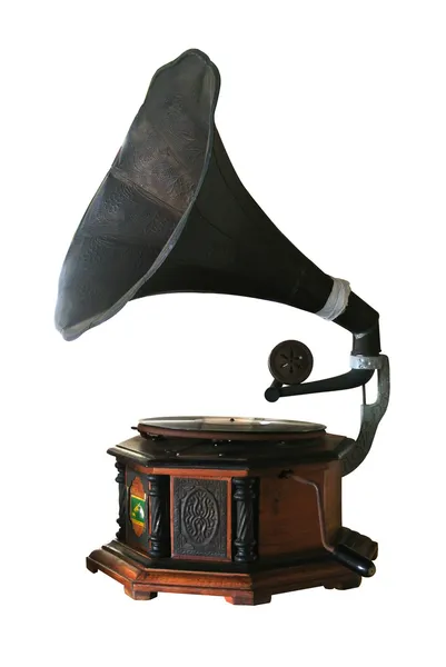 Stary gramofon na białym tle. retro obraz — Zdjęcie stockowe