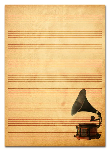 Старий паперовий гранжевий фон текстури музичного листа . — стокове фото
