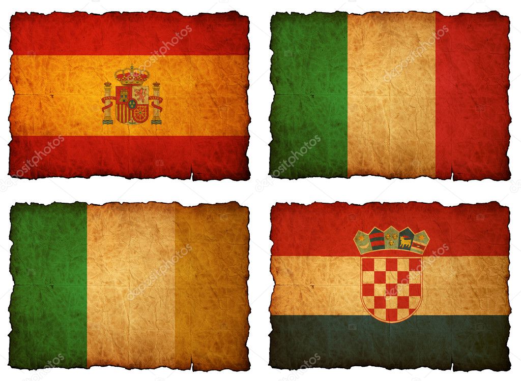 Flags football 2012 - group A, B, C, D on Vintage background wit