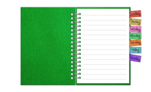 Papel em branco com caderno e lápis — Fotografia de Stock