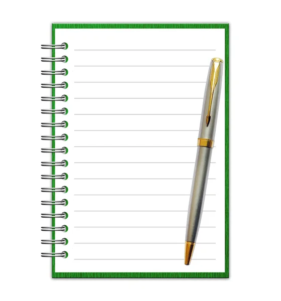 Blankt papper med anteckningsbok och penna — Stockfoto