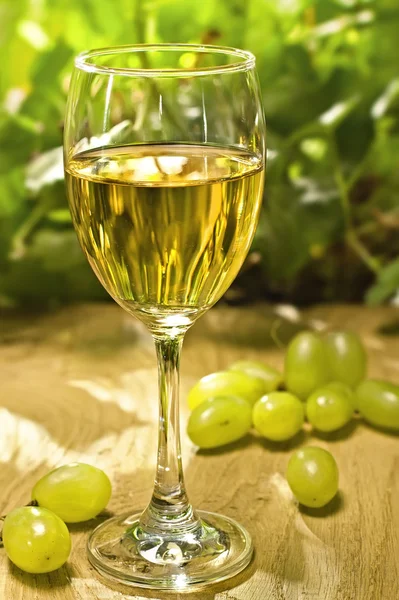Kieliszek do wina białego w tabeli — Zdjęcie stockowe