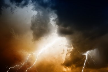 Stormy sky with lightnings clipart