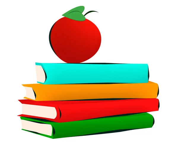 Knihy a jablka — Stock fotografie