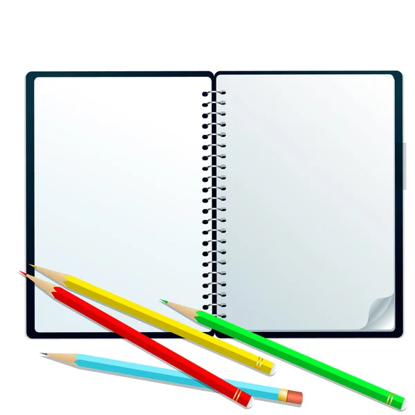 Cuaderno de bocetos con lápices —  Fotos de Stock