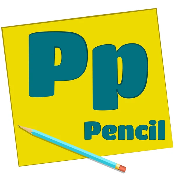 P-potlood/kleurrijk Alfabetletters — Stockfoto