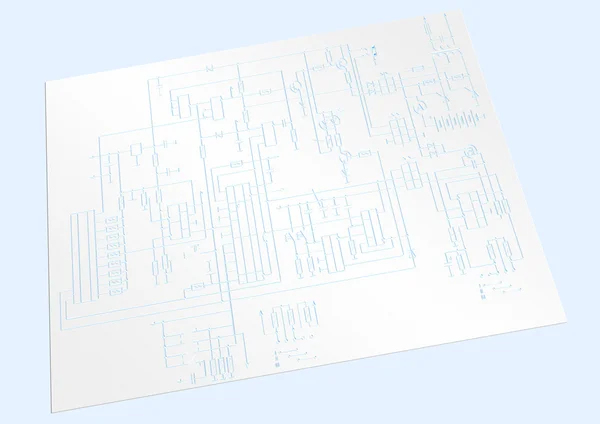 Die Zeichnung eines schematischen Stromkreises — Stockfoto