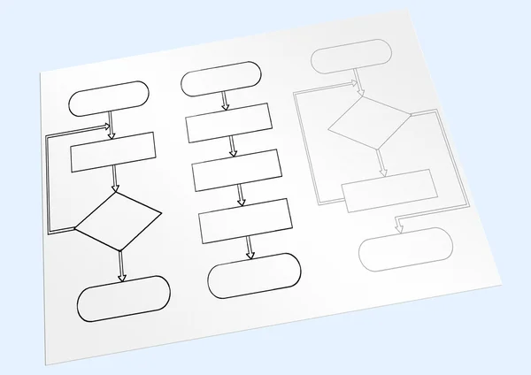 Paper sheet with the block diagrams — Stock Photo, Image