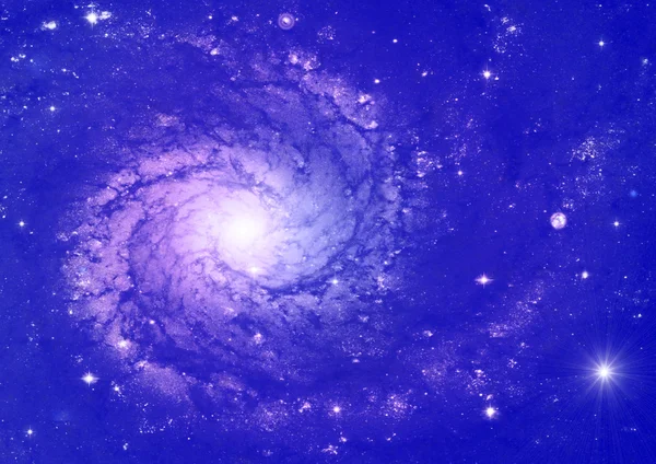 Galaxie spirale et espace bleu — Photo