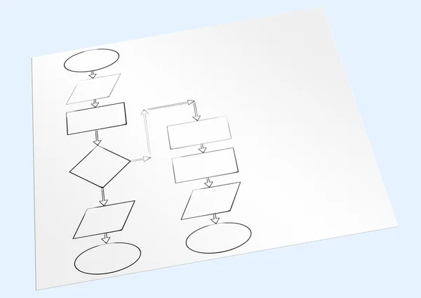 Folha de papel com o diagrama de bloco — Fotografia de Stock