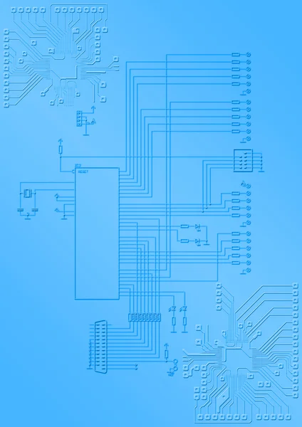 Das elektronische Schema und Druckleiter — Stockfoto