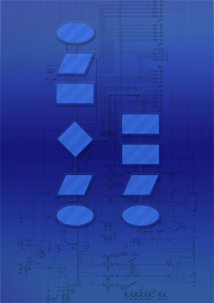 O esquema eletrônico e diagrama de fluxograma vazio — Fotografia de Stock