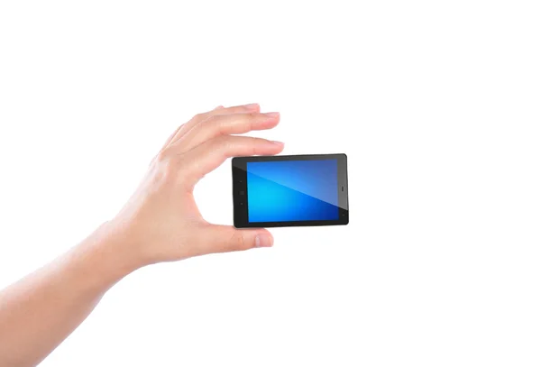 Handy in der Hand isoliert auf weißem Hintergrund — Stockfoto