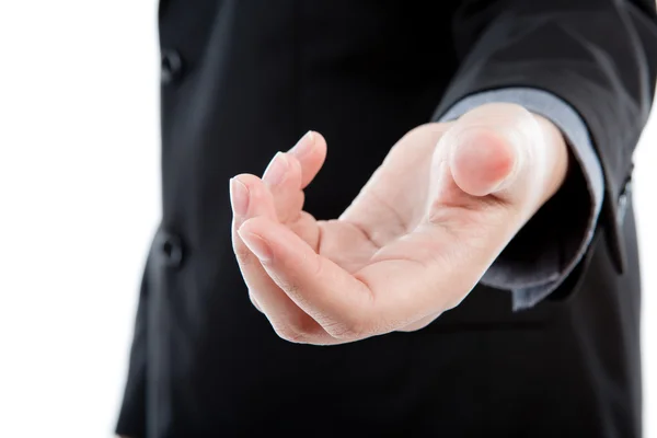 Open hand of business man — Stock Photo, Image