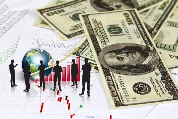 Silhouettes of business and business graph with dollar (Elements — Stock Photo, Image