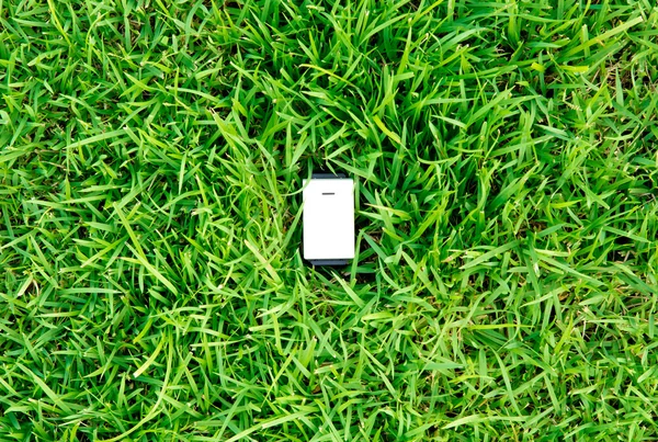 Green energy concept : outlet in grass — Stock Photo, Image