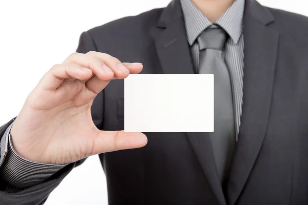 stock image Business man handing blank business card isolate on white backg